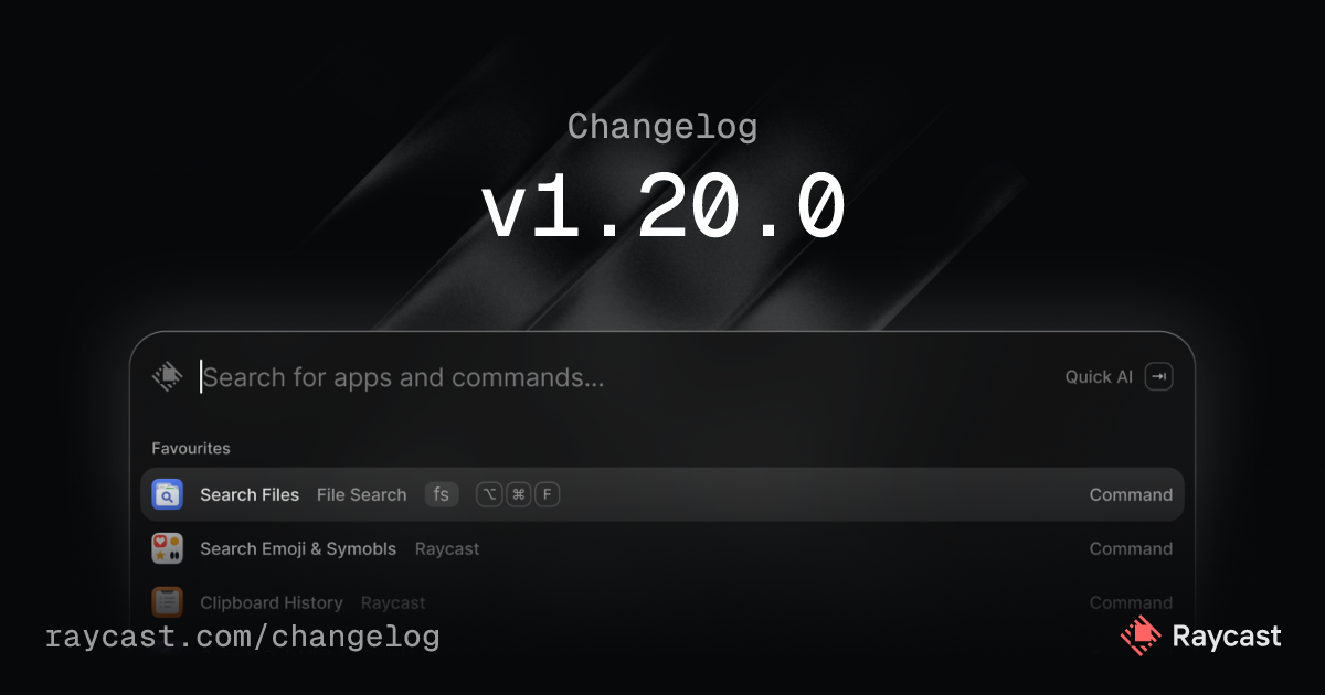 Raycast v1.20.0 - Menu Items Search