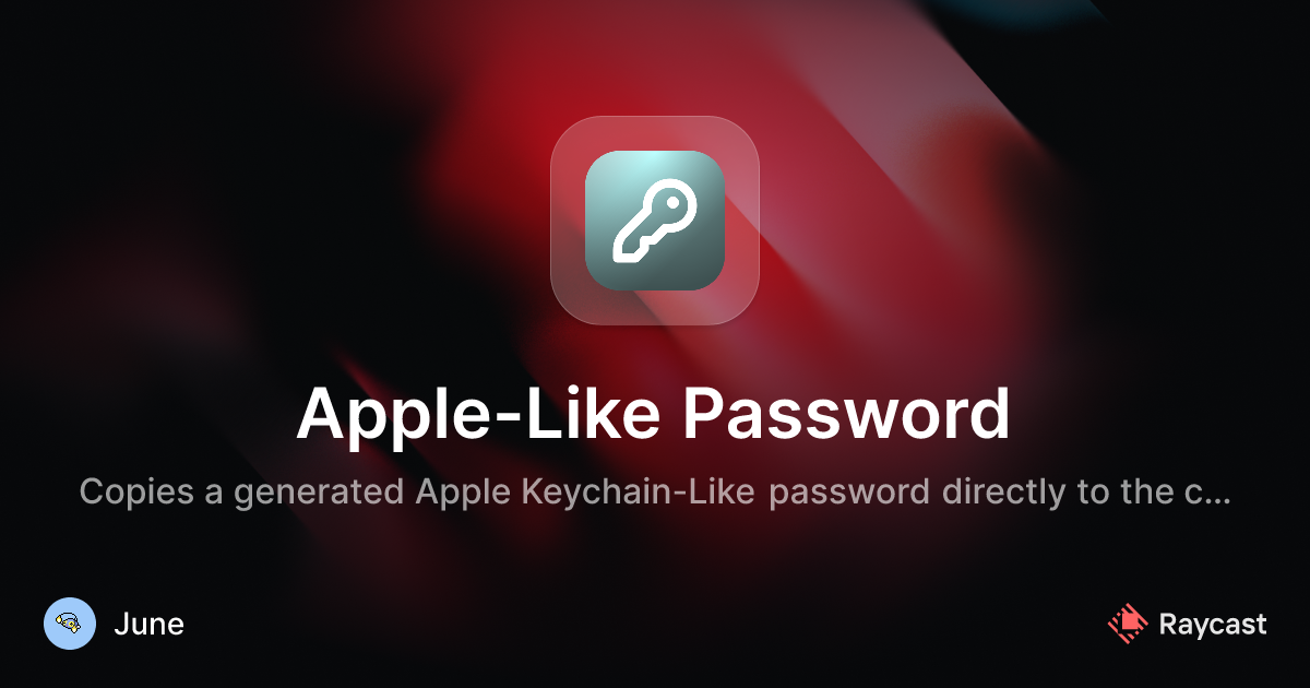 Raycast Store: Apple-Like Password