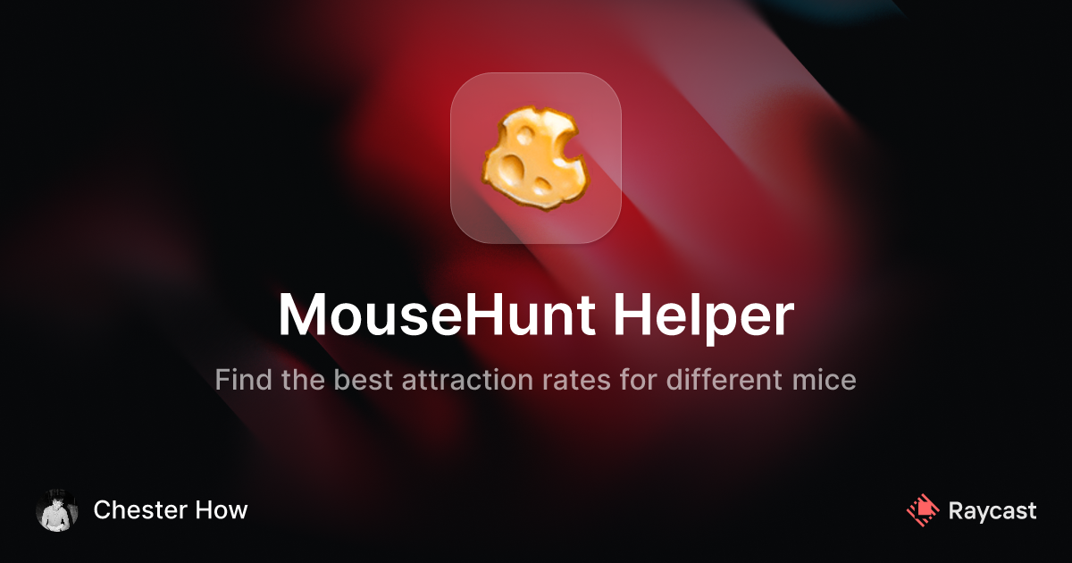 Raycast Store MouseHunt Helper overview