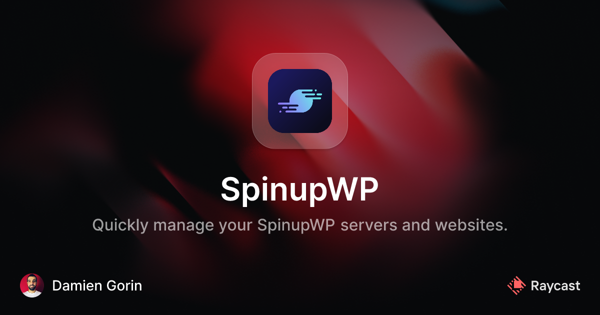 Raycast Store: SpinupWP
