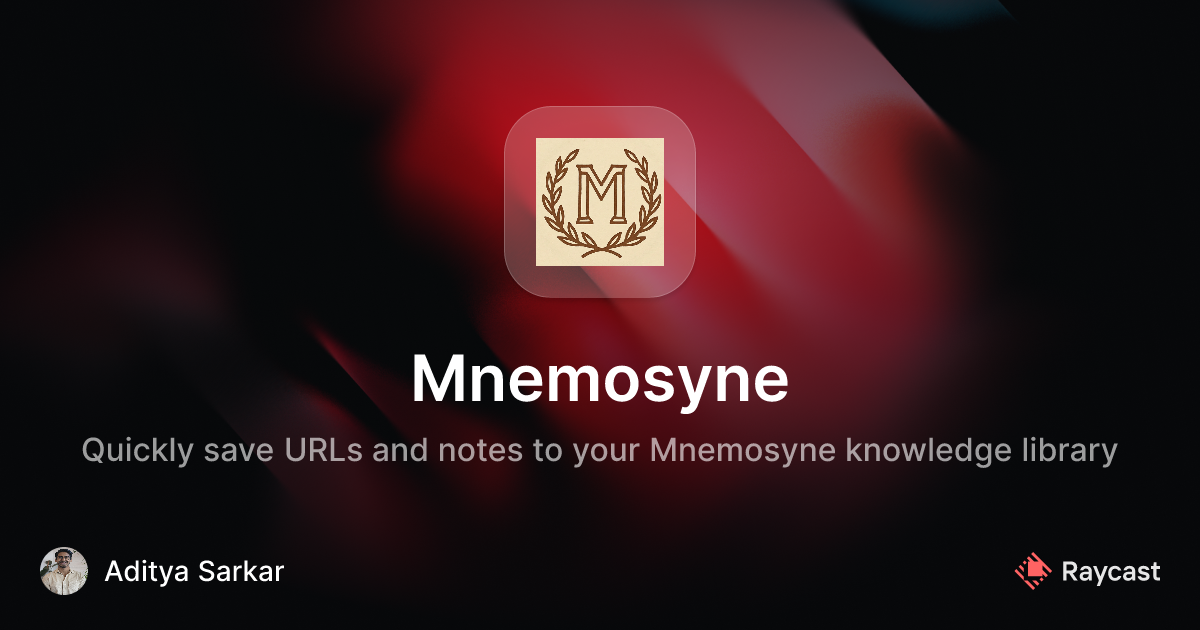 Raycast Store: Mnemosyne