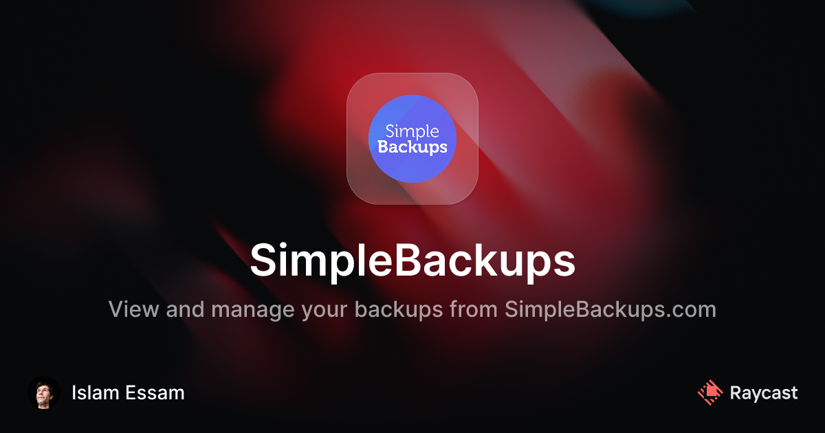 Raycast Store: SimpleBackups