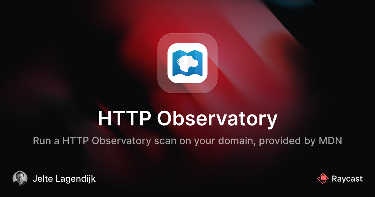 Raycast Store: HTTP Observatory