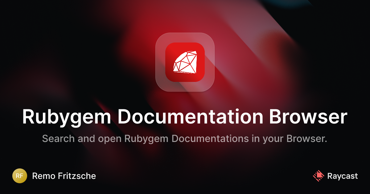 Raycast Store: Rubygem Documentation Browser