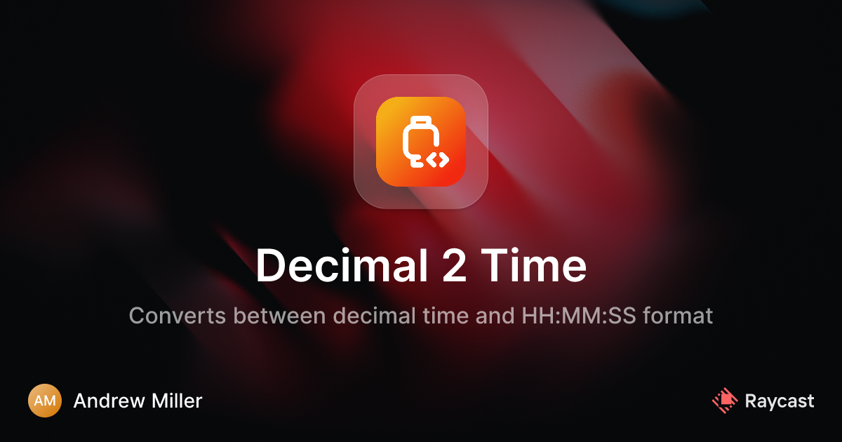 Raycast Store: Decimal 2 Time