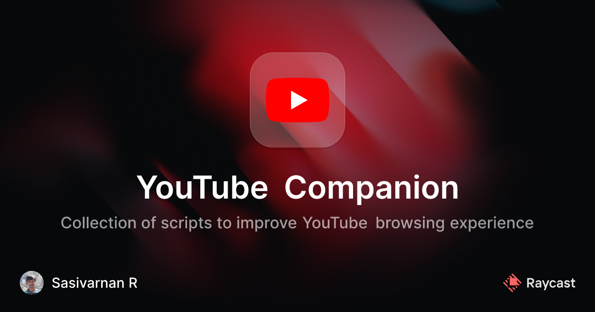 Raycast Store: YouTube Companion