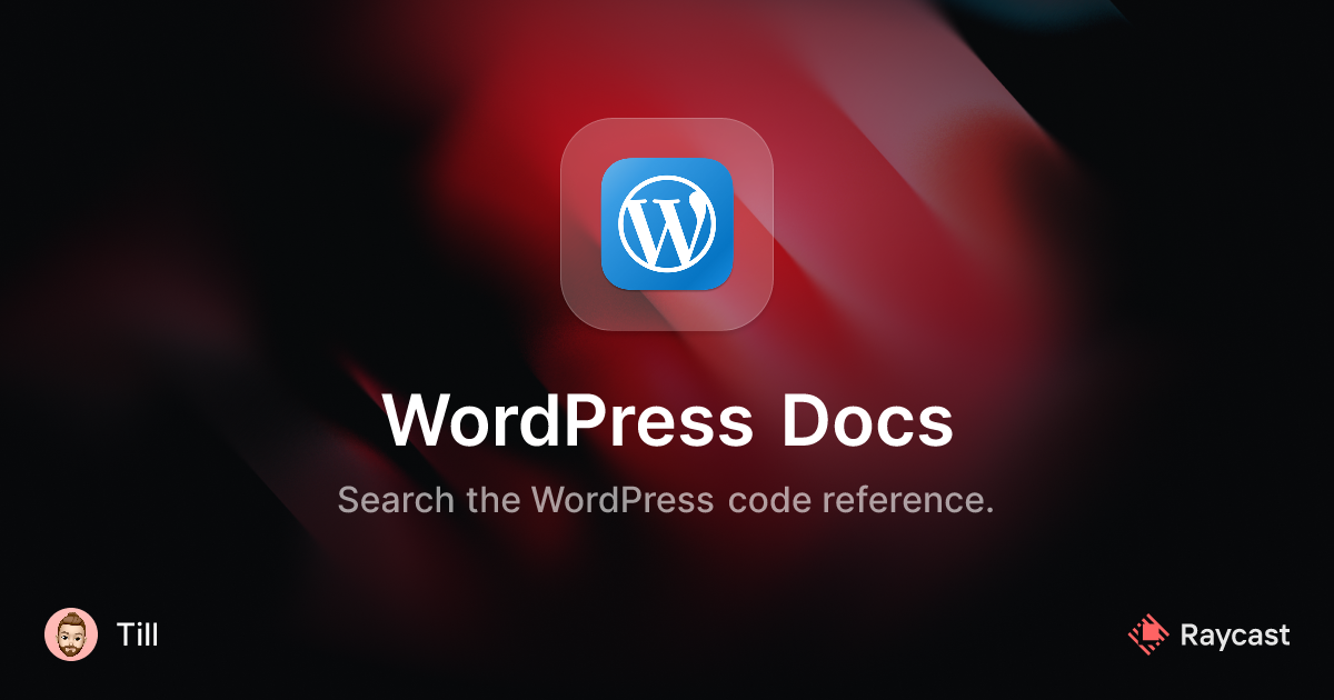 Raycast Store: WordPress Docs