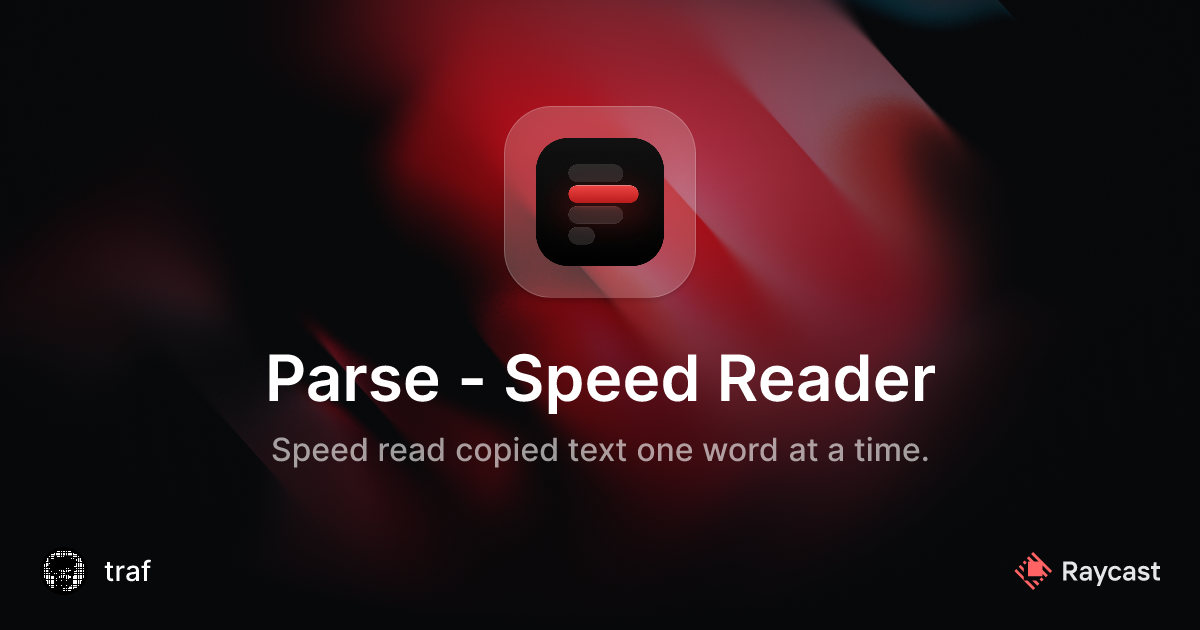 Raycast Store: Parse - Speed Reader