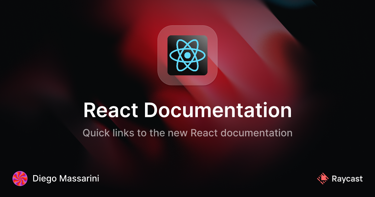 Raycast store react documentation commands
